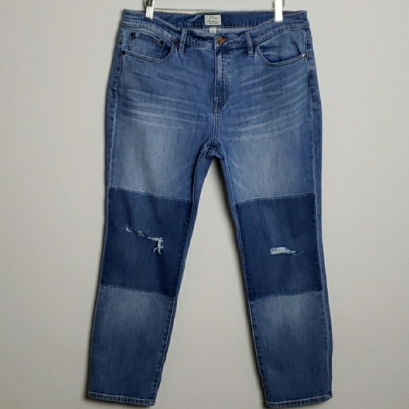 NWT J. Crew Blue Distressed Boyfriend Jeans Size 32 - Picture 2 of 8
